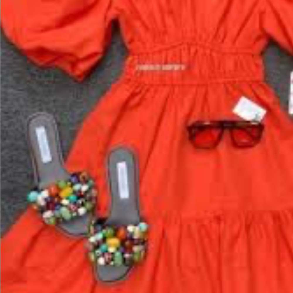 Style Envy Orange Ruffled Tiered Sundress
